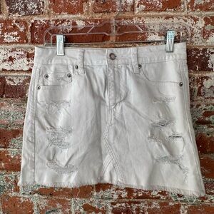 American Eagle Outfitters White Distressed Mini Skirt
